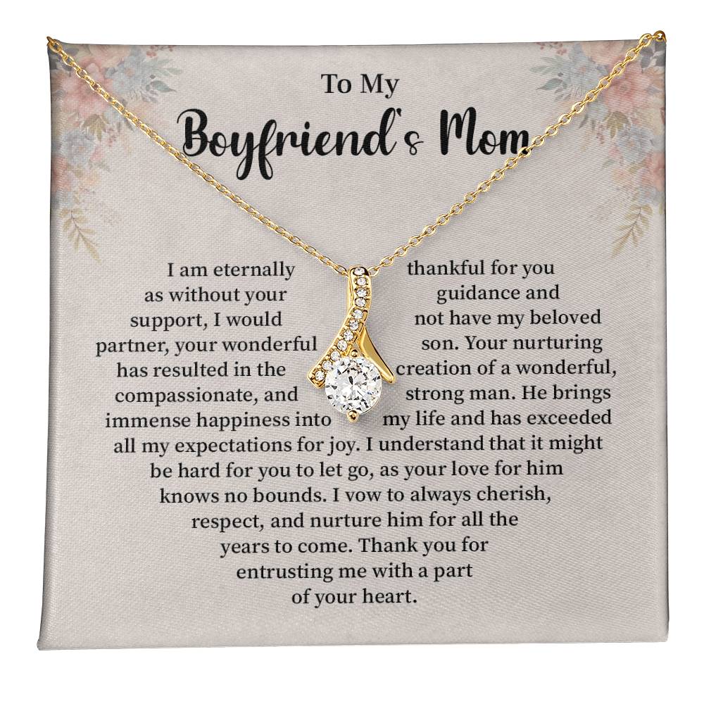 Boyfriend’s Mom Necklace Gift with Floral Card Design