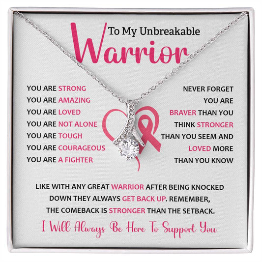 To My Unbreakable Warrior Necklace Gift with Inspirational Card