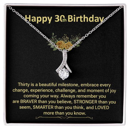 30th Birthday Pendant Necklace for Her – Gift Box & Card