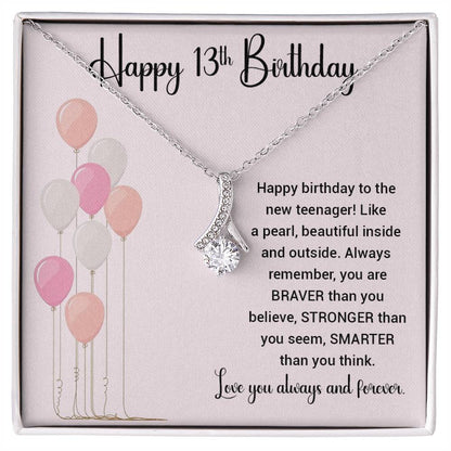 13th Birthday Necklace for Girl – Elegant Gift with Balloon Card