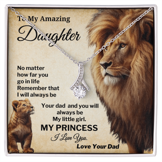 Gift for Daughter from Dad - My Princess Necklace Graduation Jewelry