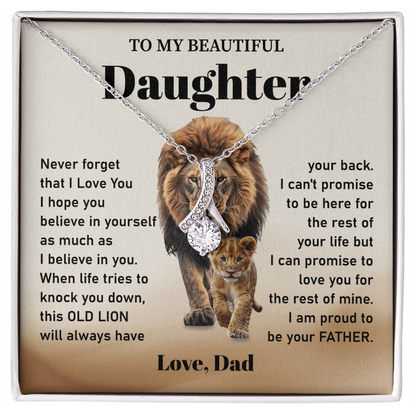 Daughter Necklace Gift from Dad Lion Message Card
