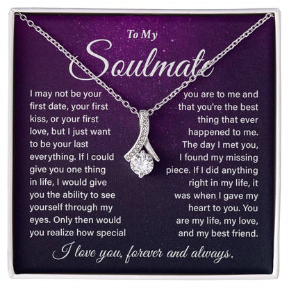 Soulmate Love Knot Necklace Purple Galaxy Message Card Gift