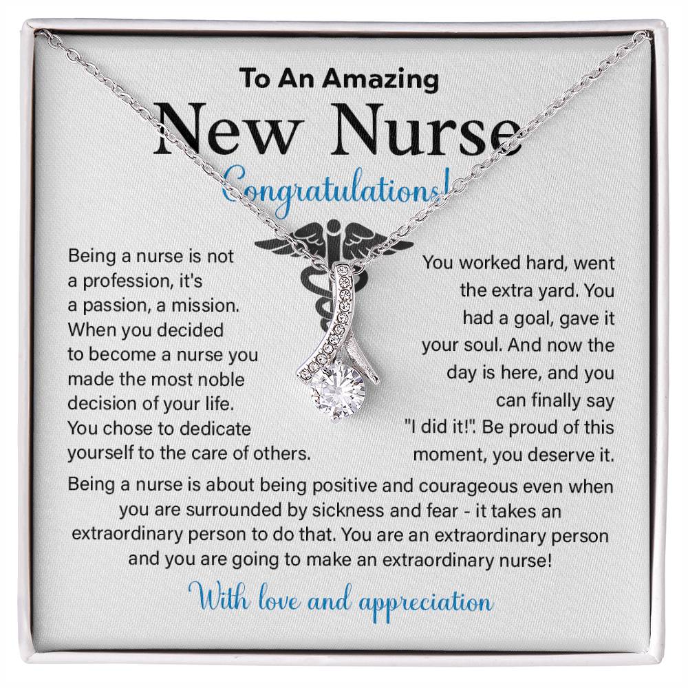 New Nurse Necklace Gift with Congratulations Card
