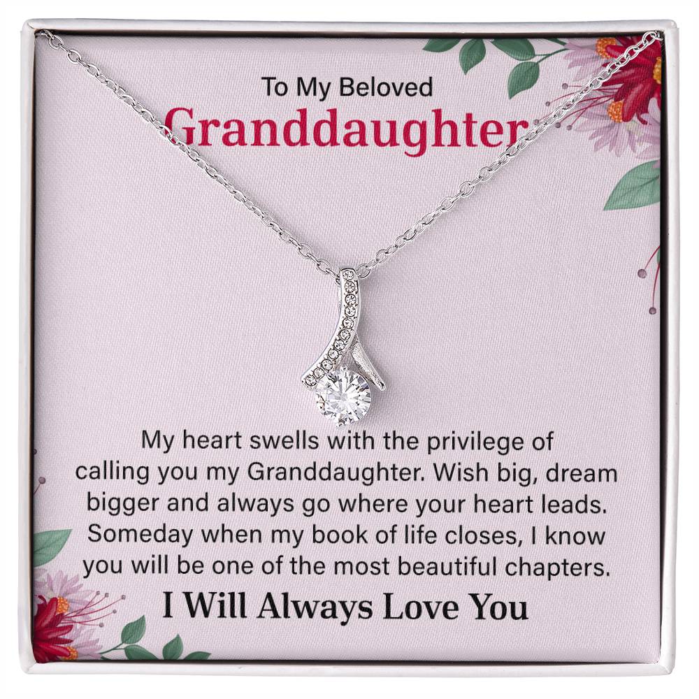 To My Granddaughter Necklace, Granddaughter Necklace Gifts From Grandma Grandmother or Grandpa Grandfather, I Will Always Love You.