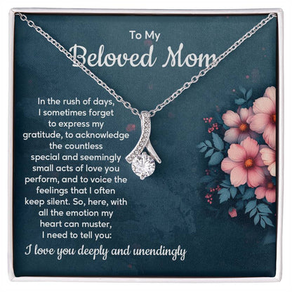 Beloved Mom Necklace Gift from Daughter with Message Card