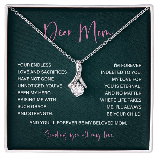 Dear Mom Mother’s Day Necklace For Mom Sentimental Birthday Gift Sentimental Anniversary Gift Christmas Jewelry Gift Best Thank You Gift  Special Necklace Jewelry Gift With Message Card