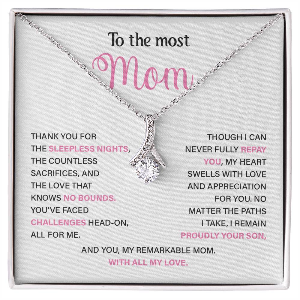 To The Most Mom Best Mother’s Day Jewelry Gift Birthday Necklace Gift Anniversary Necklace Gift Thoughtful Christmas Necklace Gift Appreciation Jewelry Gift Special Necklace Gift Special Pendant Necklace Gift Jewelry Gift With Message Card