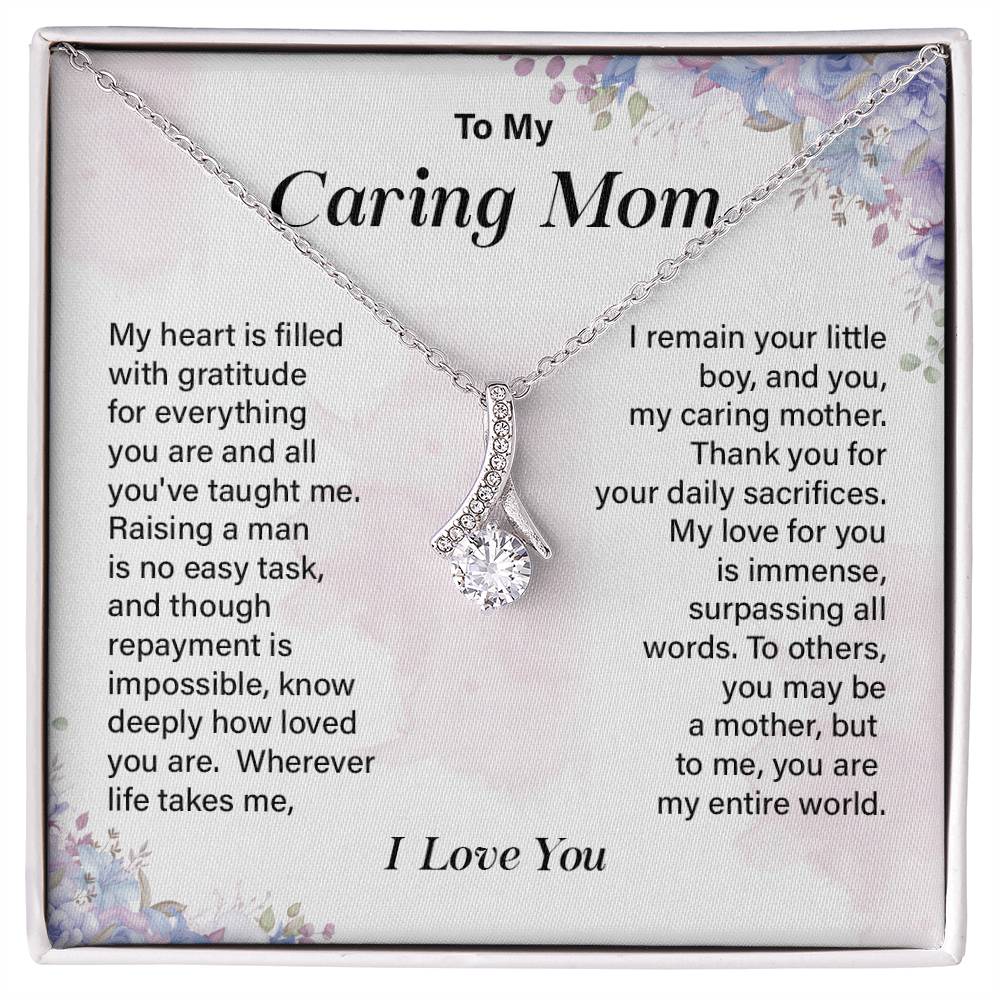 Mom Necklace Gift from Son with Appreciation Note