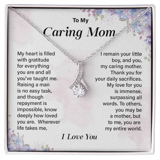 Mom Necklace Gift from Son with Appreciation Note