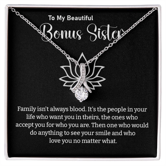 Bonus Sister Necklace Gift – Elegant Jewelry with Heartfelt Message Card