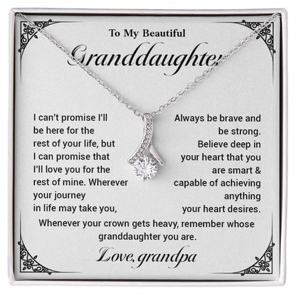 Granddaughter Necklace Gift from Grandpa – Crown & Strength Message