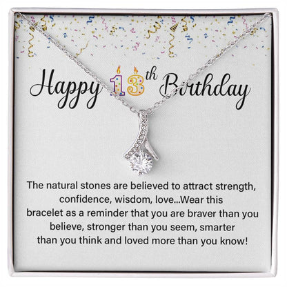 13th Birthday Necklace for Teen Girl – Crystal Pendant with Card