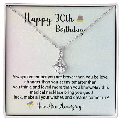 30th Birthday Gift for Her – Magical Message Card Necklace Box