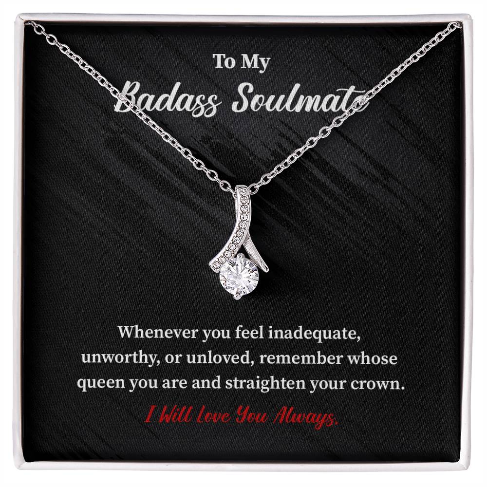 Soulmate Necklace Gift for Her with Bold Message Card