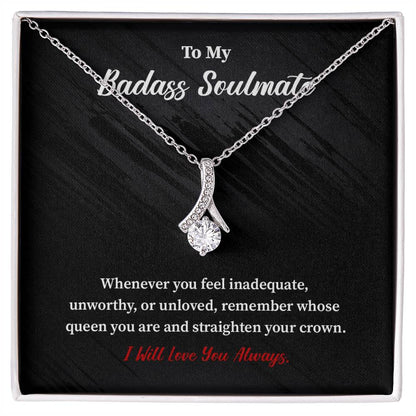 Soulmate Necklace Gift for Her with Bold Message Card