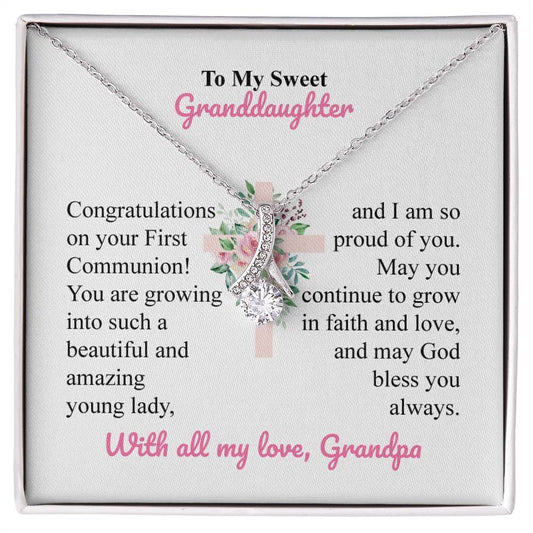 Granddaughter First Communion Gift from Grandpa – Cross Card