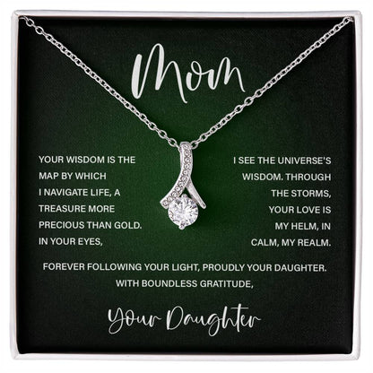 Mom Necklace from Daughter – Wisdom & Gratitude Gift with Message Card