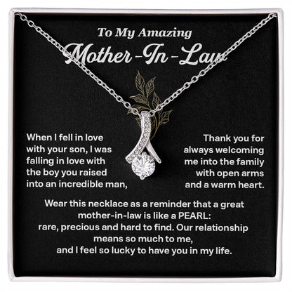 Mother-In-Law Pearl Necklace Gift from Bride with Heartfelt Message Box