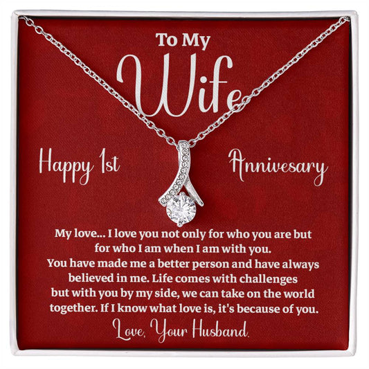 1st Anniversary Gift for Wife from Husband Necklace with Message Card