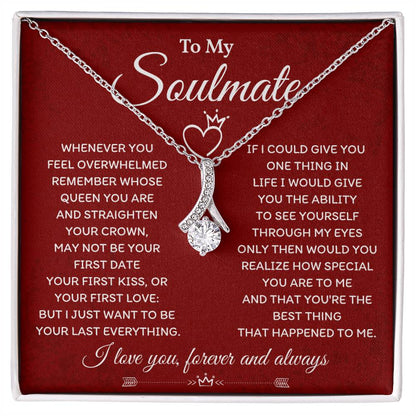 Soulmate Necklace Gift for Her Pendant with Message Card