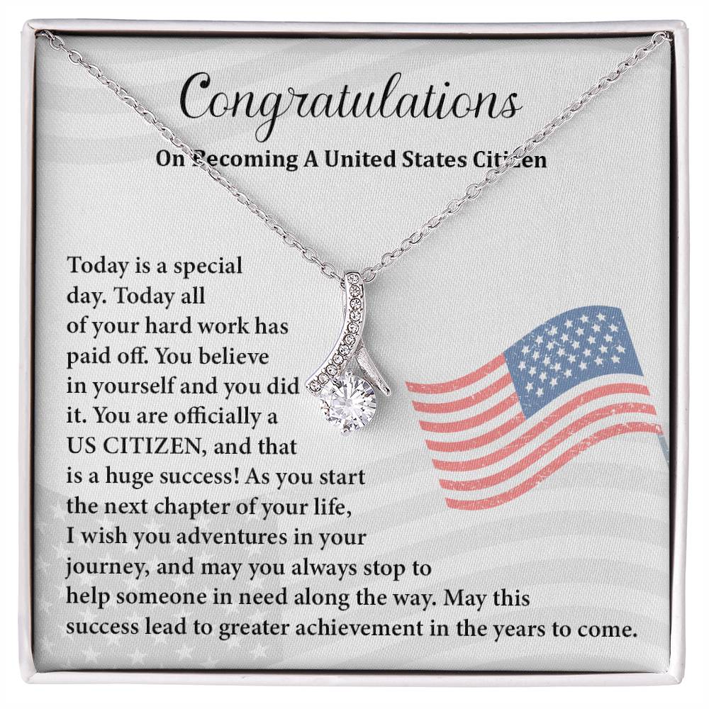 Congratulations Necklace For New U.s. Citizen Gift For New U.s. Patriot Necklace For New Journey As U.s. Citizen Gift For U.s. Citizenship Ceremony Necklace With Message Of Success Necklace For New Chapter In Life Gift For U.s. Patriot