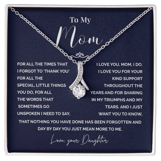 To My Mom Necklace from Daughter – Love Knot with Thank You Message
