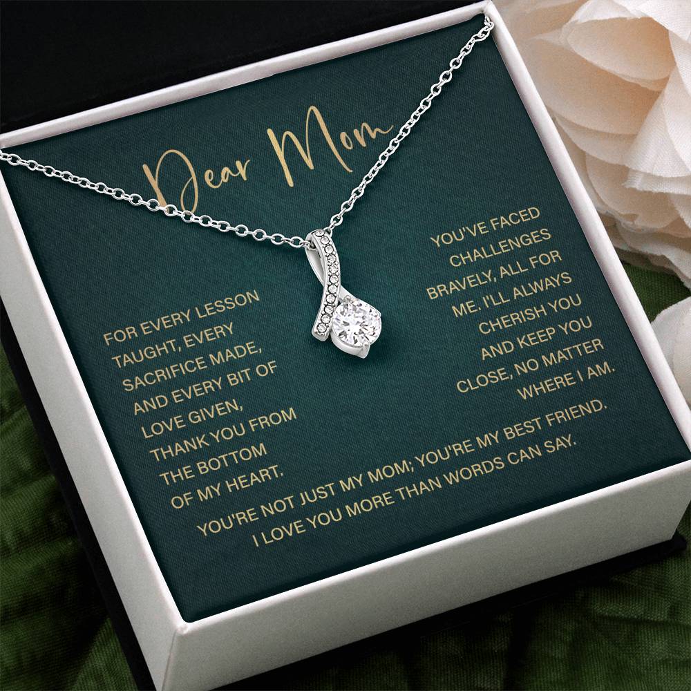 Dear Mom Mother’s Day Necklace From Daughter/son Special Birthday Jewelry For Mother Best Anniversary Necklace Gift Thoughtful Christmas Gift Just Because Necklace Gift Heart-shaped Jewelry Sentimental Necklace With Message Card