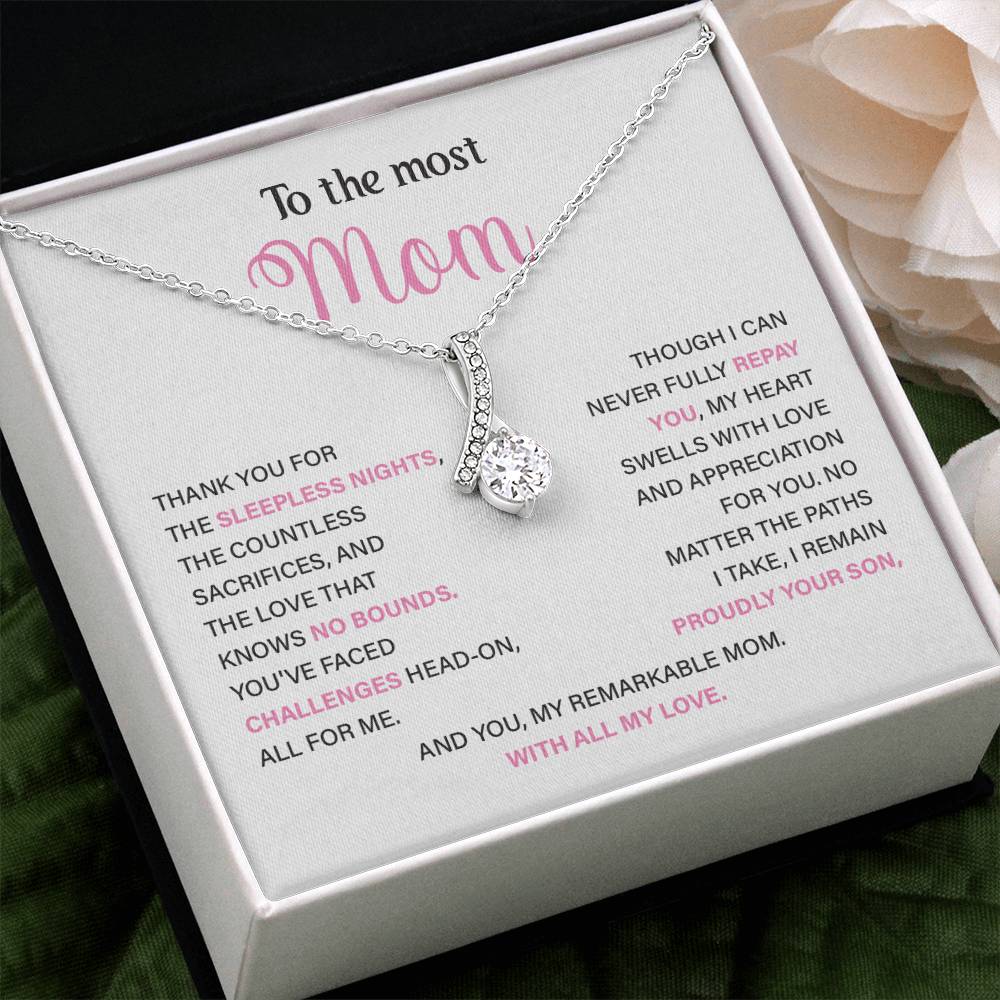 To The Most Mom Best Mother’s Day Jewelry Gift Birthday Necklace Gift Anniversary Necklace Gift Thoughtful Christmas Necklace Gift Appreciation Jewelry Gift Special Necklace Gift Special Pendant Necklace Gift Jewelry Gift With Message Card