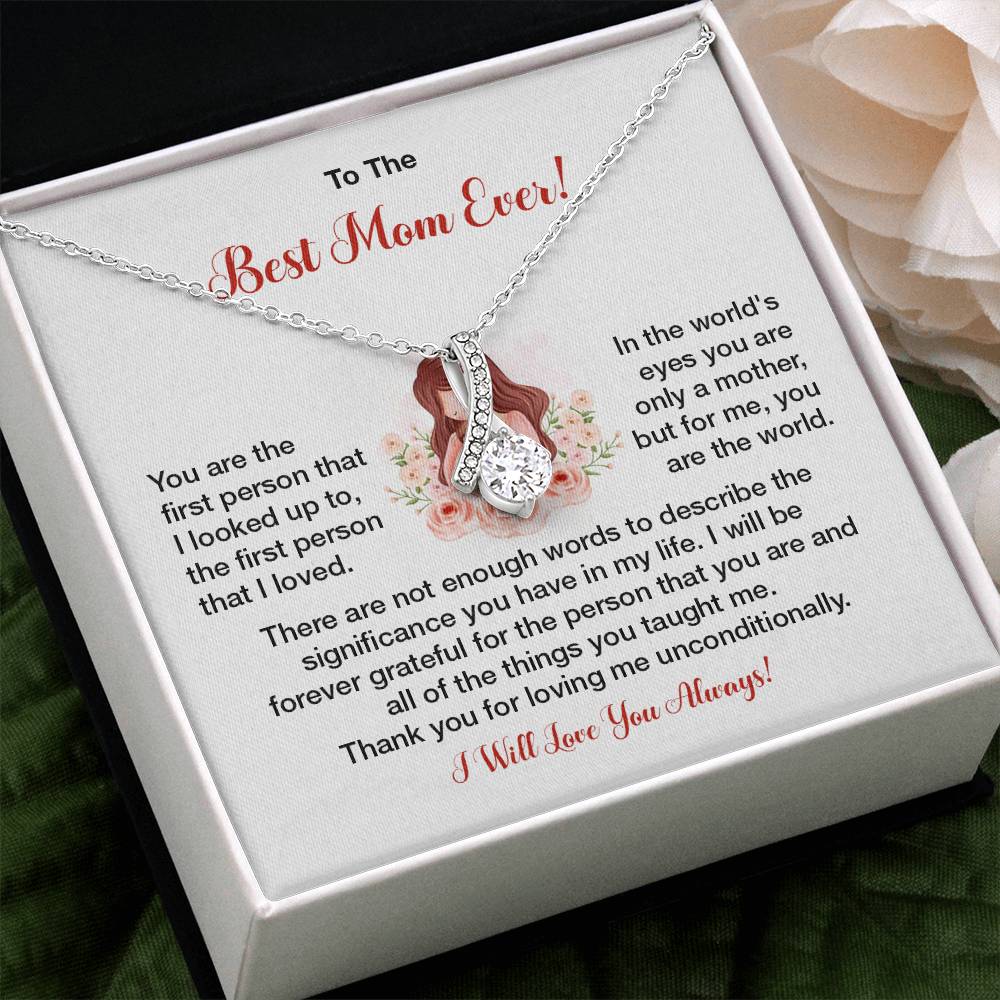 To The Best Mom Ever Heartfelt Necklace For Her Loving Jewelry For Mother's Day Sweet Pendant For Appreciation Thank You Gift For Love Sentimental Necklace Loving Pendant For A Special Connection Sentimental Pendant For A Wonderful Mom