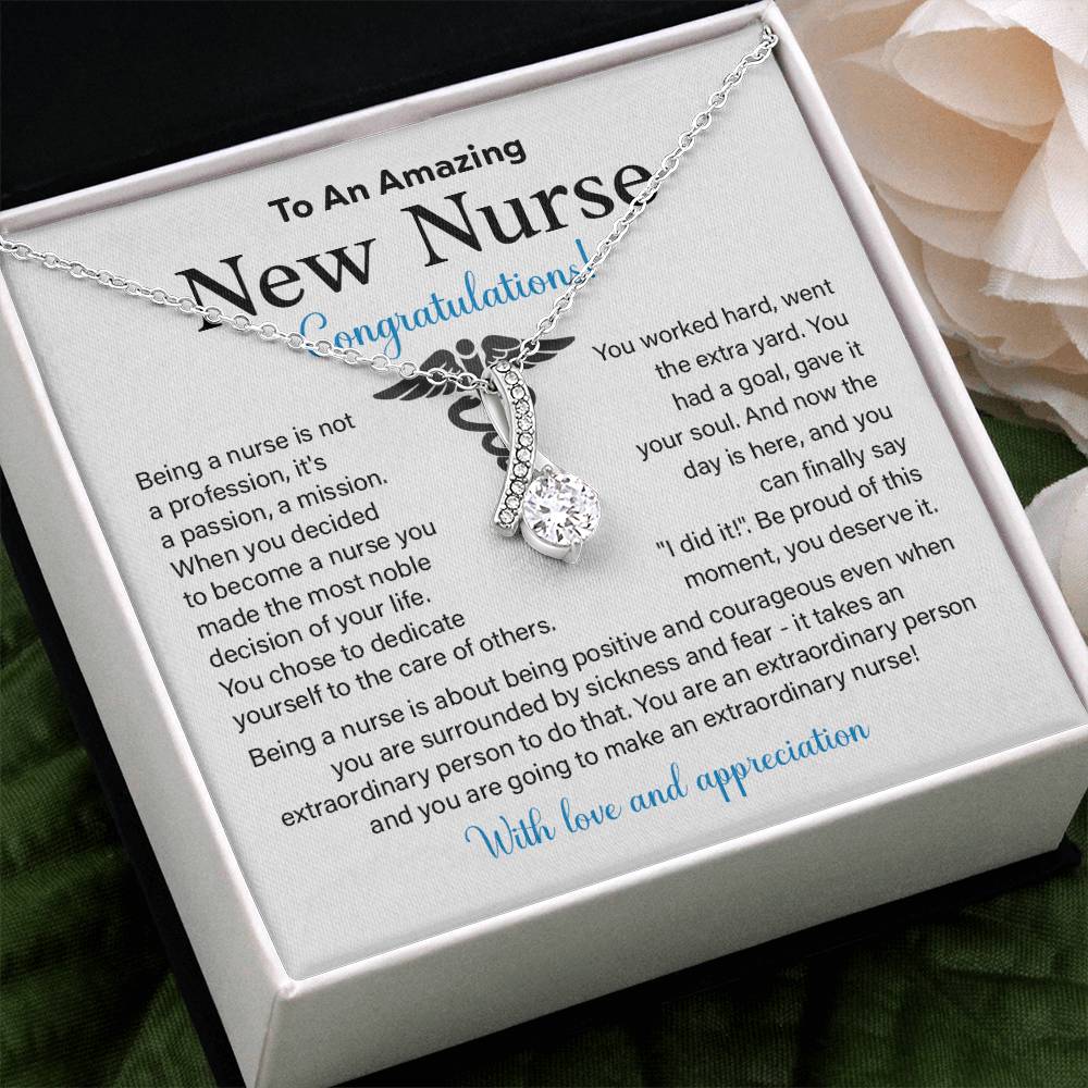 New Nurse Necklace Gift with Congratulations Card