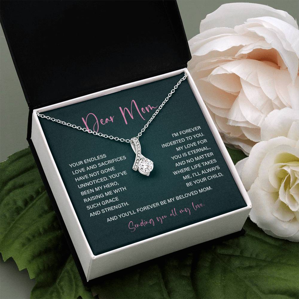 Dear Mom Mother’s Day Necklace For Mom Sentimental Birthday Gift Sentimental Anniversary Gift Christmas Jewelry Gift Best Thank You Gift  Special Necklace Jewelry Gift With Message Card