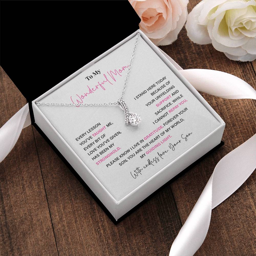 To My Wonderful Mom Thoughtful Birthday Necklace For Mom Best Mother’s Day Gift Christmas Necklace Heartfelt Anniversary Necklace Heartfelt Anniversary Necklace