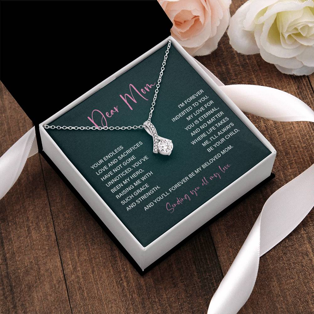 Dear Mom Mother’s Day Necklace For Mom Sentimental Birthday Gift Sentimental Anniversary Gift Christmas Jewelry Gift Best Thank You Gift  Special Necklace Jewelry Gift With Message Card