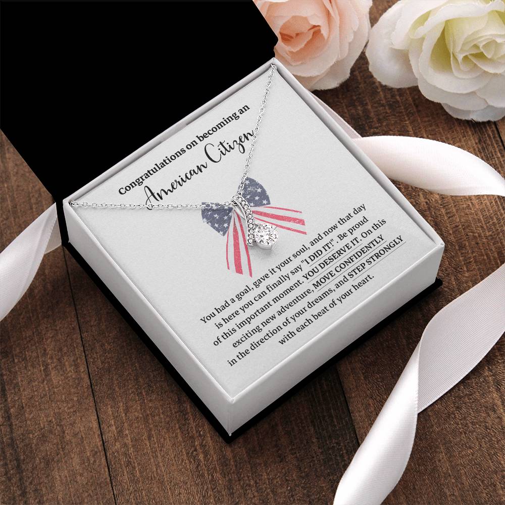 Congratulations Necklace For New American Citizen Necklace For New American Citizen Necklace With Citizenship Message  Gift For New American Adventure Necklace For U.s. Patriot Achievement Necklace For New U.s. Citizen Journey