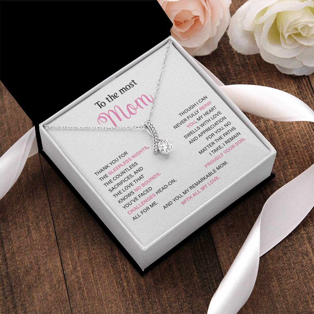 To The Most Mom Best Mother’s Day Jewelry Gift Birthday Necklace Gift Anniversary Necklace Gift Thoughtful Christmas Necklace Gift Appreciation Jewelry Gift Special Necklace Gift Special Pendant Necklace Gift Jewelry Gift With Message Card