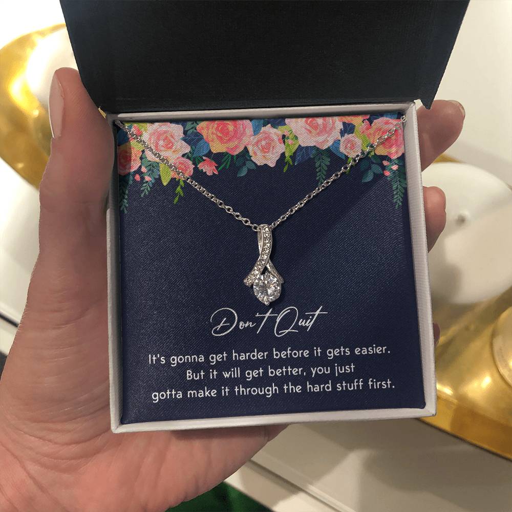 Don't Quit Meaningful Gift Don't Quit Necklace Supportive Gift You Are Strong Necklace Cancer Survivor Jewelry Stronger Necklace Braver Necklace Breast Cancer Necklace For Soulmate Motivational Jewelry Emotional Connection Necklace Never Give Up Necklace