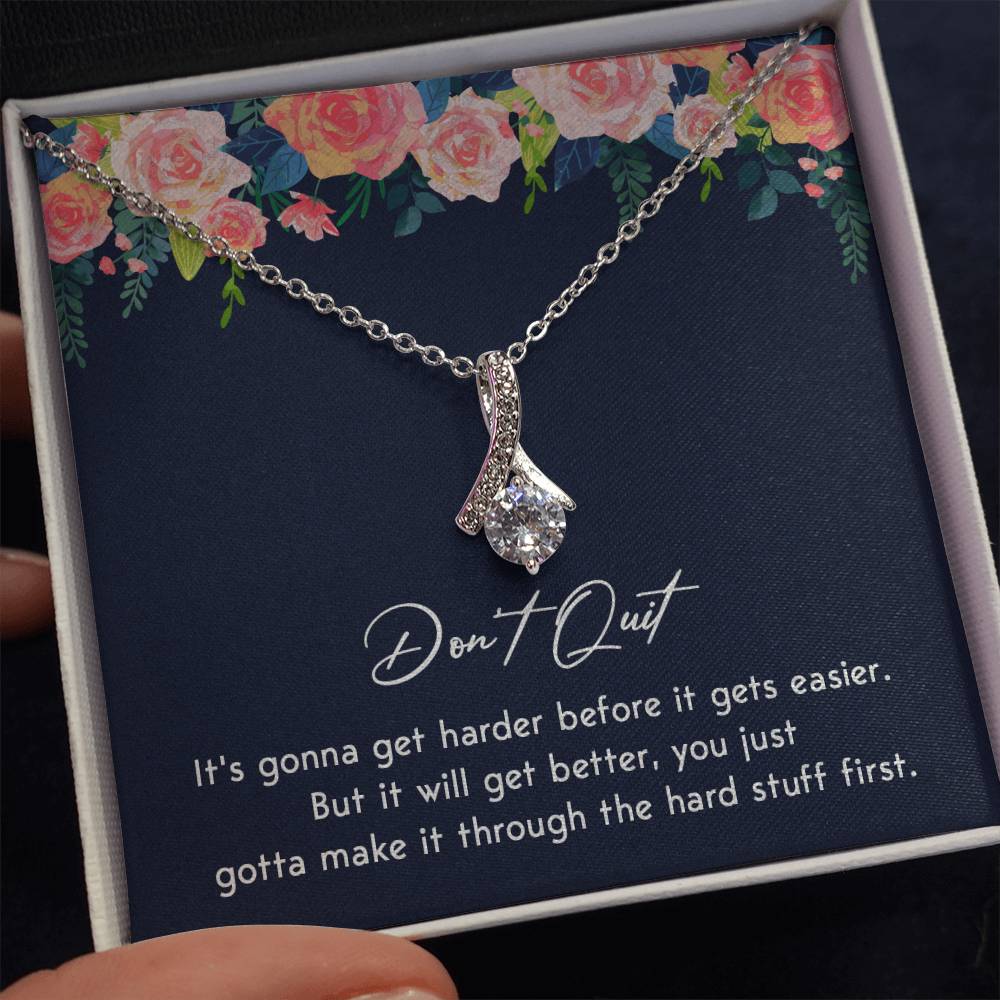 Don't Quit Meaningful Gift Don't Quit Necklace Supportive Gift You Are Strong Necklace Cancer Survivor Jewelry Stronger Necklace Braver Necklace Breast Cancer Necklace For Soulmate Motivational Jewelry Emotional Connection Necklace Never Give Up Necklace