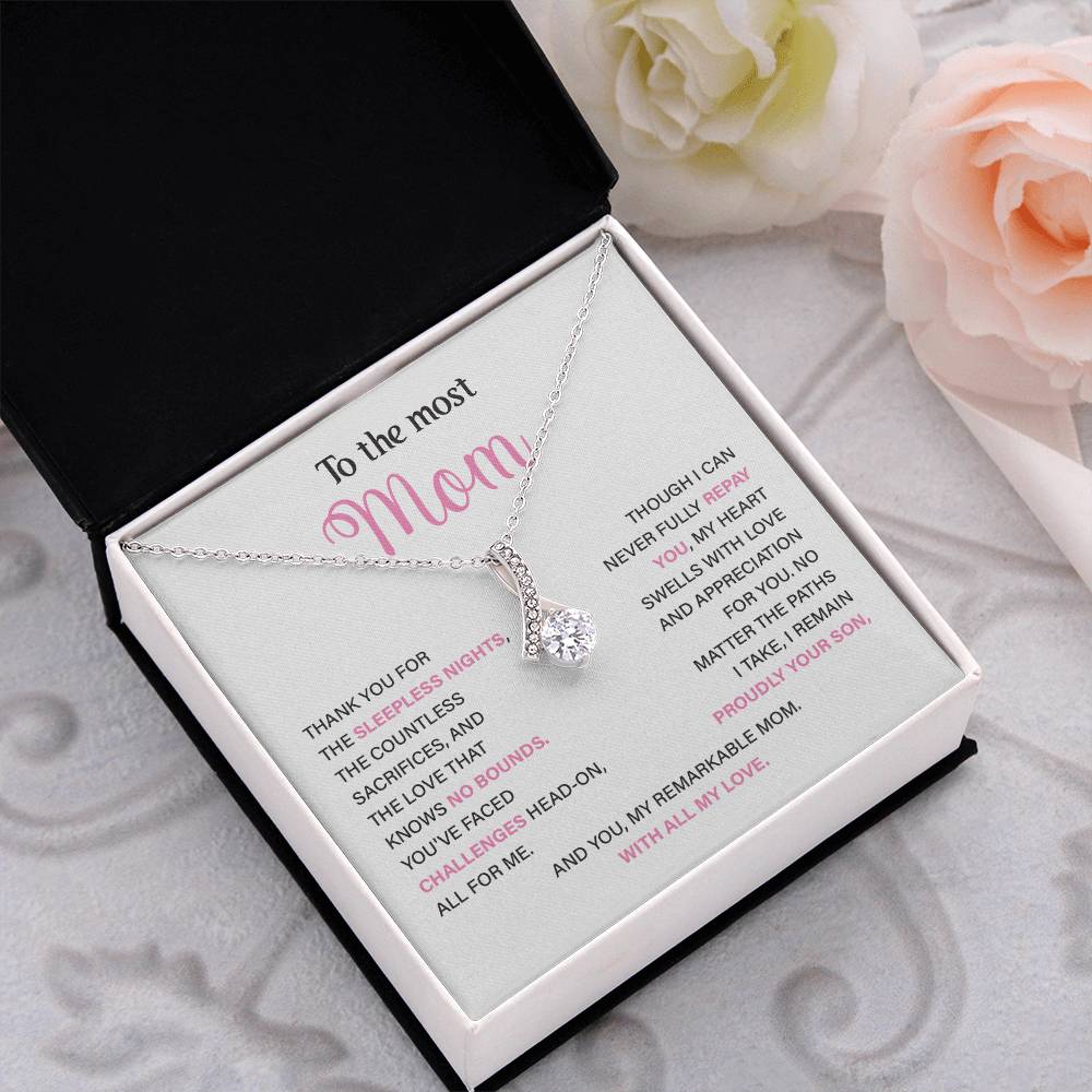 To The Most Mom Best Mother’s Day Jewelry Gift Birthday Necklace Gift Anniversary Necklace Gift Thoughtful Christmas Necklace Gift Appreciation Jewelry Gift Special Necklace Gift Special Pendant Necklace Gift Jewelry Gift With Message Card