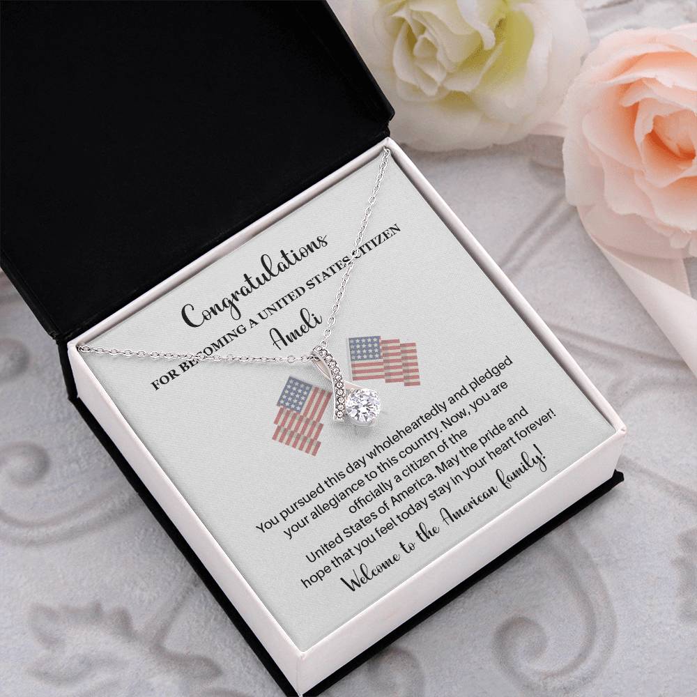 Congratulations Necklace For New U.s. Citizen Necklace For New U.s. Citizen Gift For New Citizen U.s. Citizenship Gift American Pride Necklace Gift For Newly Naturalized Citizen Welcome To America Gift Necklace For Becoming A U.s. Citizen