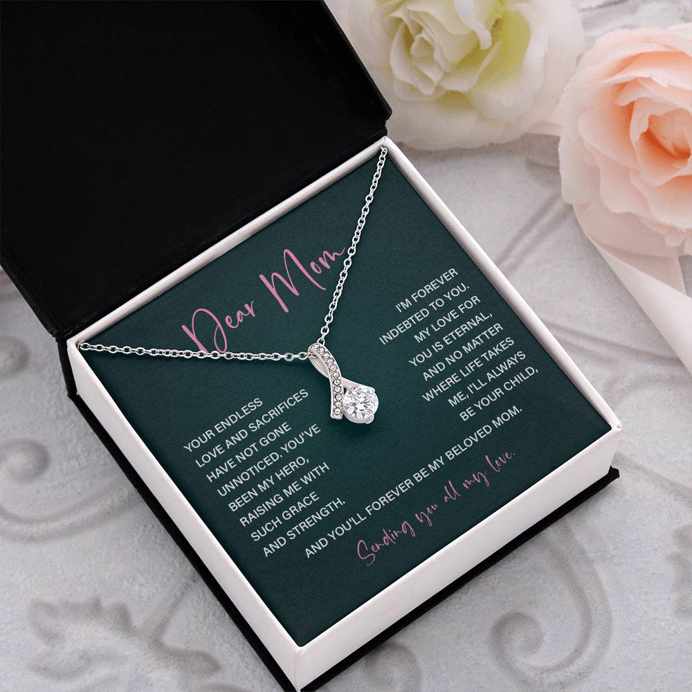 Dear Mom Mother’s Day Necklace For Mom Sentimental Birthday Gift Sentimental Anniversary Gift Christmas Jewelry Gift Best Thank You Gift  Special Necklace Jewelry Gift With Message Card