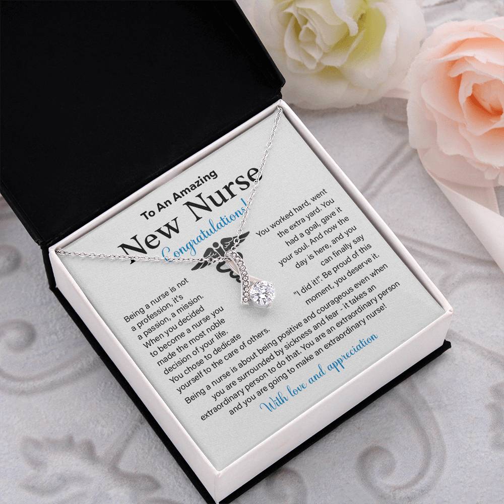 New Nurse Necklace Gift with Congratulations Card