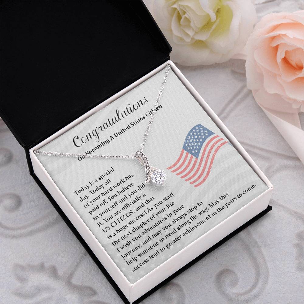 Congratulations Necklace For New U.s. Citizen Gift For New U.s. Patriot Necklace For New Journey As U.s. Citizen Gift For U.s. Citizenship Ceremony Necklace With Message Of Success Necklace For New Chapter In Life Gift For U.s. Patriot