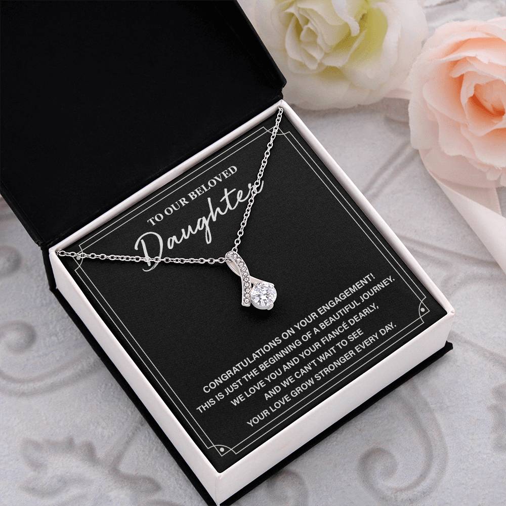 To Our Beloved Daughter Daughter Engagement Necklace Sentimental Gift For Daughter’s Engagement Jewelry Gift For Daughter’s Engagement Daughter’s Special Day Necklace Emotional Engagement Gift For Daughter Wedding Journey Gift For Daughter