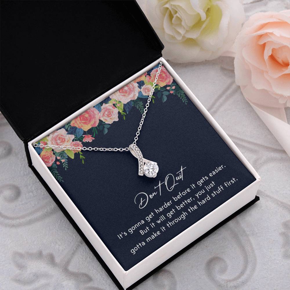 Don't Quit Meaningful Gift Don't Quit Necklace Supportive Gift You Are Strong Necklace Cancer Survivor Jewelry Stronger Necklace Braver Necklace Breast Cancer Necklace For Soulmate Motivational Jewelry Emotional Connection Necklace Never Give Up Necklace