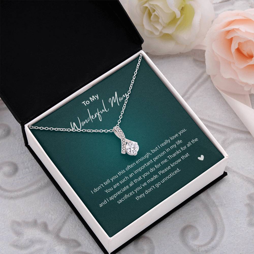 To My Wonderful Mom Wonderful Mom Necklace Gift Unique Gift For Mother-child Bond Unique Gift For Mother-child Bond Necklace For Family Bond Thoughtful Gift For Mother-child Bond Spiritual Bond With Mom Necklace Spiritual Bond With Mom Necklace