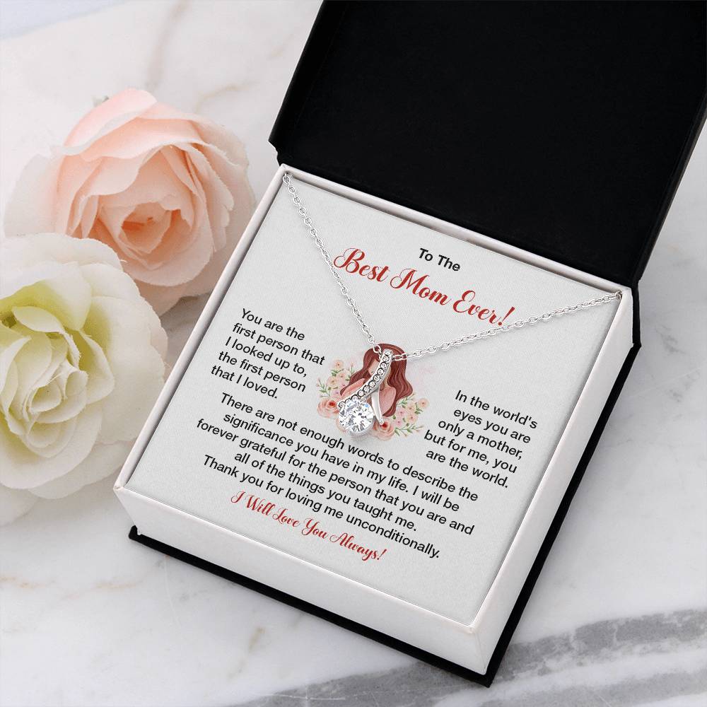 To The Best Mom Ever Heartfelt Necklace For Her Loving Jewelry For Mother's Day Sweet Pendant For Appreciation Thank You Gift For Love Sentimental Necklace Loving Pendant For A Special Connection Sentimental Pendant For A Wonderful Mom