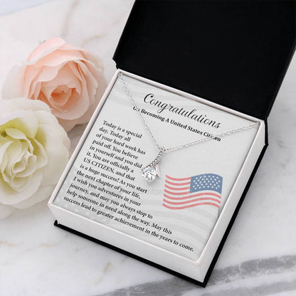 Congratulations Necklace For New U.s. Citizen Gift For New U.s. Patriot Necklace For New Journey As U.s. Citizen Gift For U.s. Citizenship Ceremony Necklace With Message Of Success Necklace For New Chapter In Life Gift For U.s. Patriot