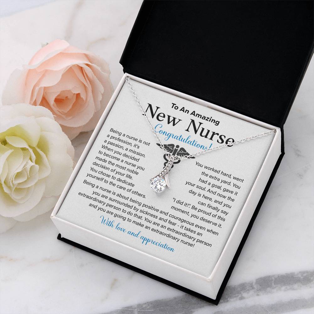 New Nurse Necklace Gift with Congratulations Card