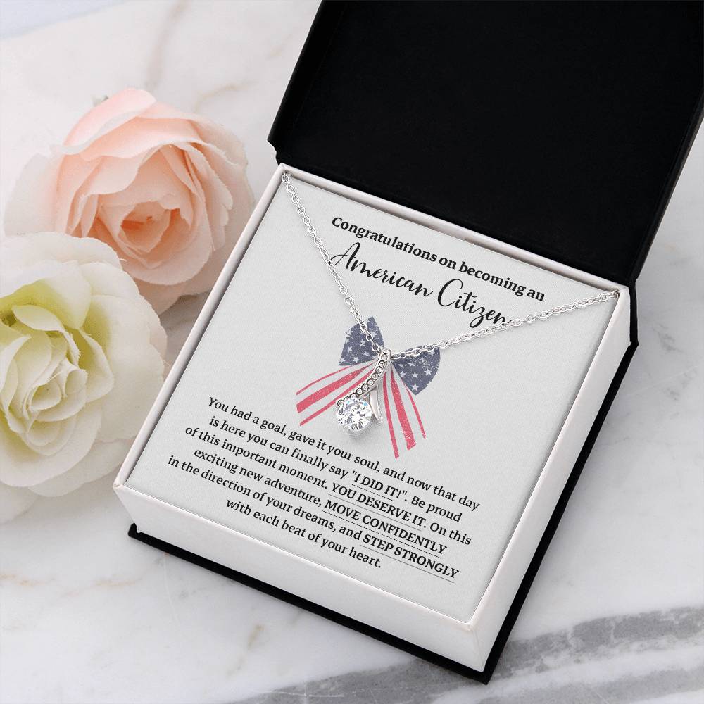 Congratulations Necklace For New American Citizen Necklace For New American Citizen Necklace With Citizenship Message  Gift For New American Adventure Necklace For U.s. Patriot Achievement Necklace For New U.s. Citizen Journey